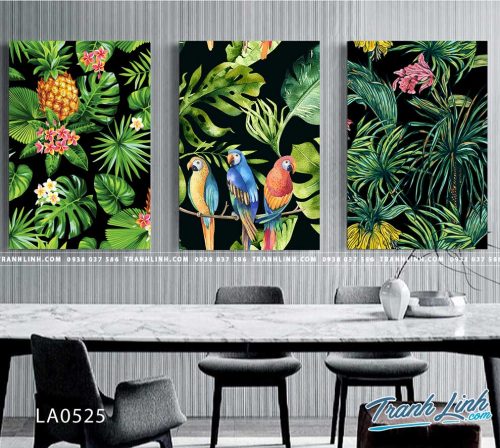 bo tranh canvas la cay nhiet doi trang tri 426