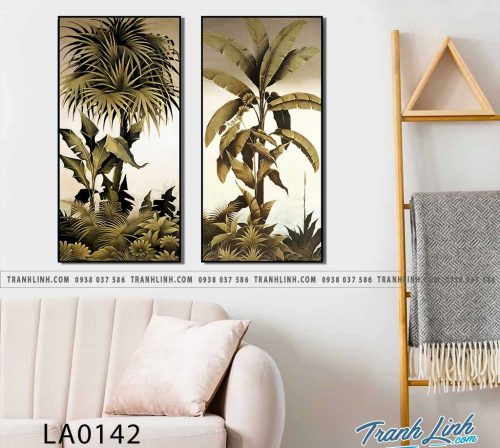 tranh canvas treo tuong trang tri la cay phong khach 163