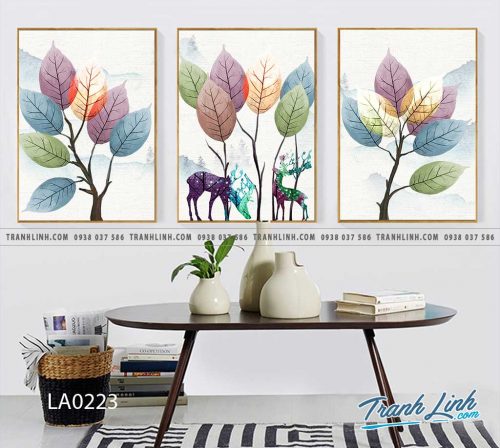 tranh canvas treo tuong trang tri la cay phong khach 247