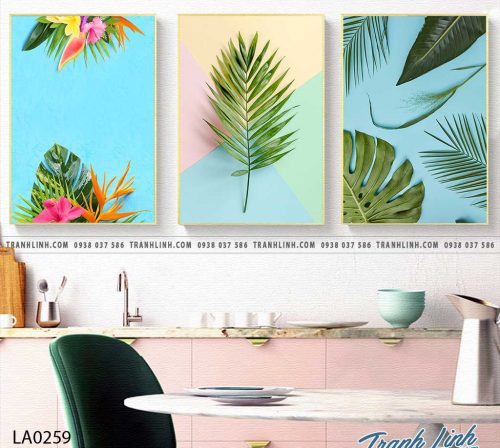 tranh canvas treo tuong trang tri la cay phong khach 287