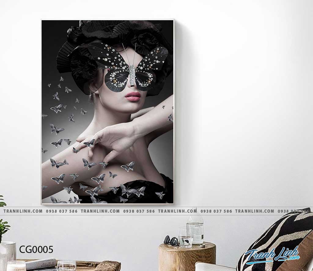 Bo tranh Canvas treo tuong trang tri phong khach co gai CG0005