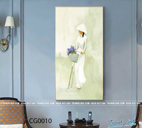 Bo tranh Canvas treo tuong trang tri phong khach co gai CG0010
