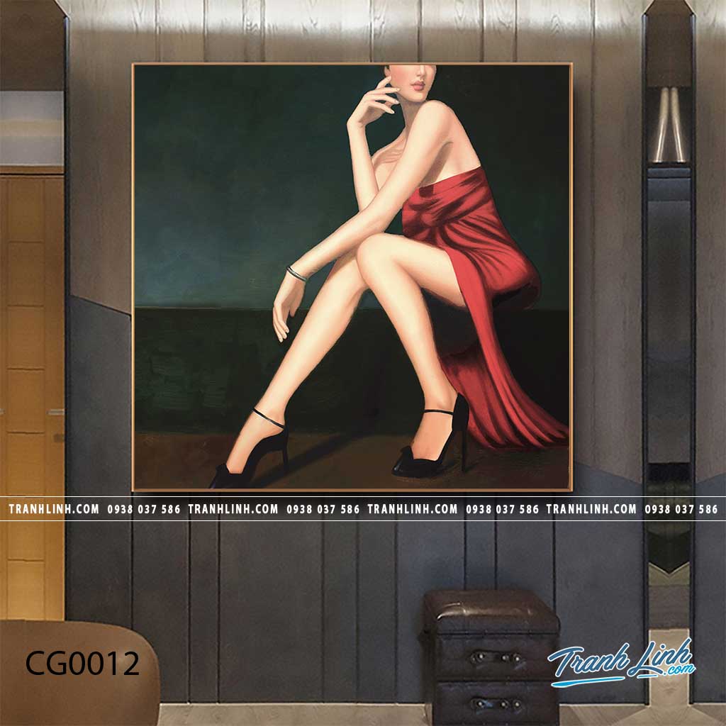 Bo tranh Canvas treo tuong trang tri phong khach co gai CG0012