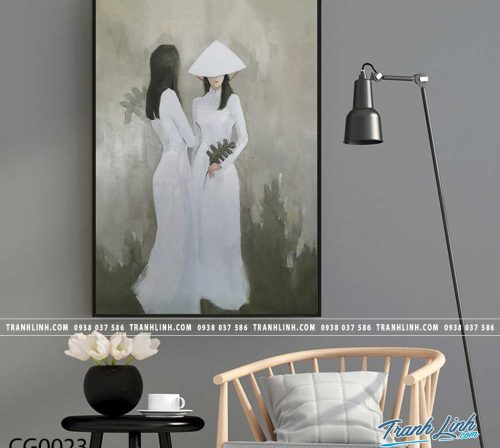 Bo tranh Canvas treo tuong trang tri phong khach co gai CG0023