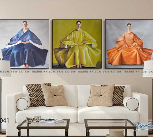Bo tranh Canvas treo tuong trang tri phong khach co gai CG0041