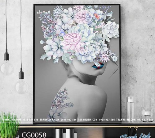 Bo tranh Canvas treo tuong trang tri phong khach co gai CG0058