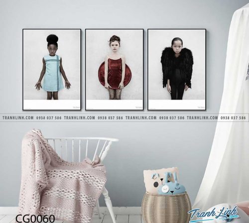 Bo tranh Canvas treo tuong trang tri phong khach co gai CG0060