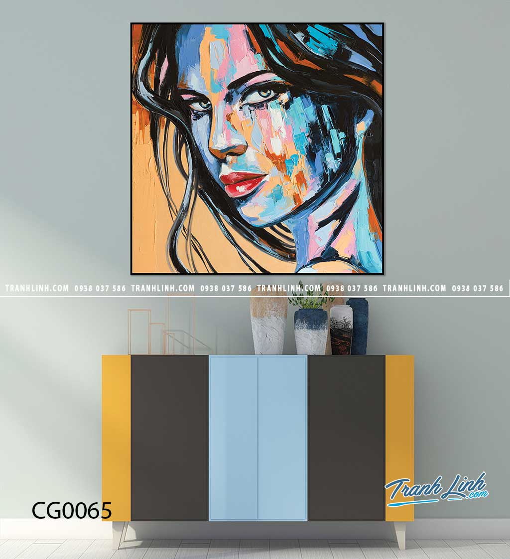Bo tranh Canvas treo tuong trang tri phong khach co gai CG0065