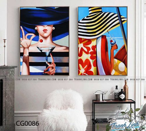 Bo tranh Canvas treo tuong trang tri phong khach co gai CG0086