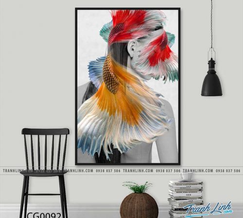 Bo tranh Canvas treo tuong trang tri phong khach co gai CG0092