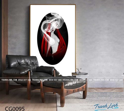 Bo tranh Canvas treo tuong trang tri phong khach co gai CG0095