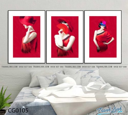 Bo tranh Canvas treo tuong trang tri phong khach co gai CG0105