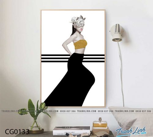 Bo tranh Canvas treo tuong trang tri phong khach co gai CG0133