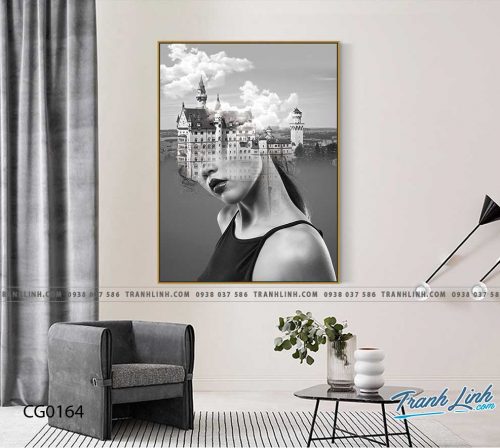 Bo tranh Canvas treo tuong trang tri phong khach co gai CG0164