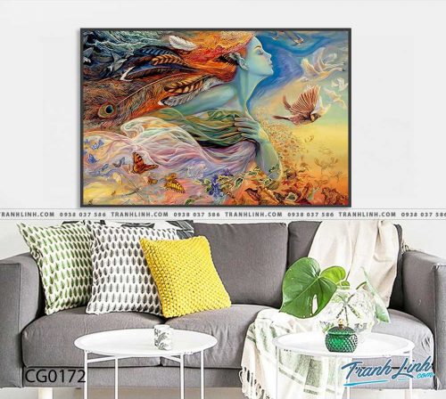 Bo tranh Canvas treo tuong trang tri phong khach co gai CG0172