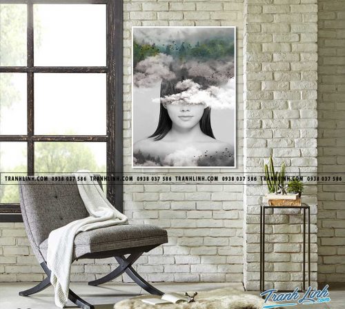 Bo tranh Canvas treo tuong trang tri phong khach co gai CG0173