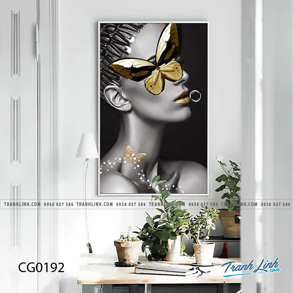 Bo tranh Canvas treo tuong trang tri phong khach co gai CG0192