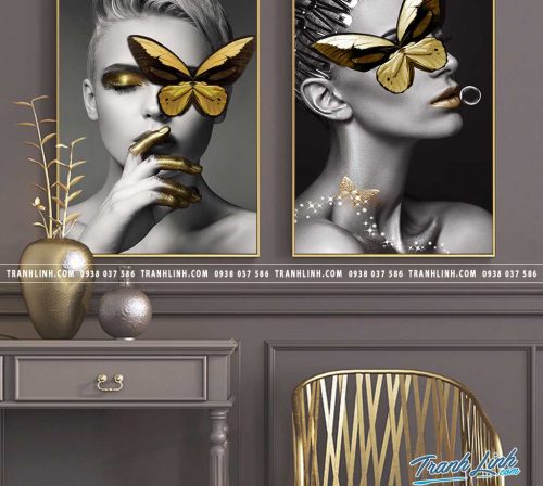 Bo tranh Canvas treo tuong trang tri phong khach co gai CG0224