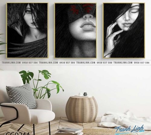Bo tranh Canvas treo tuong trang tri phong khach co gai CG0244
