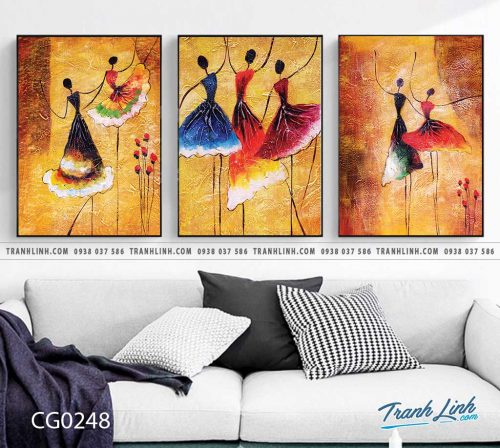 Bo tranh Canvas treo tuong trang tri phong khach co gai CG0248