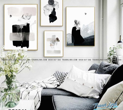 Bo tranh Canvas treo tuong trang tri phong khach co gai CG0261
