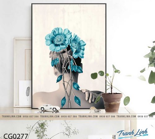 Bo tranh Canvas treo tuong trang tri phong khach co gai CG0277