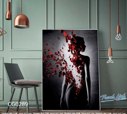 Bo tranh Canvas treo tuong trang tri phong khach co gai CG0289