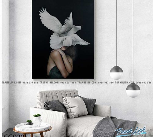 Bo tranh Canvas treo tuong trang tri phong khach co gai CG0295