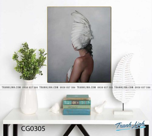 Bo tranh Canvas treo tuong trang tri phong khach co gai CG0305