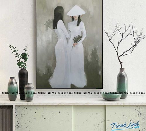 Bo tranh Canvas treo tuong trang tri phong khach co gai CG0316