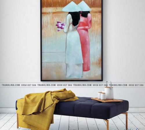 Bo tranh Canvas treo tuong trang tri phong khach co gai CG0318