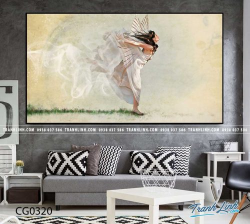 Bo tranh Canvas treo tuong trang tri phong khach co gai CG0320