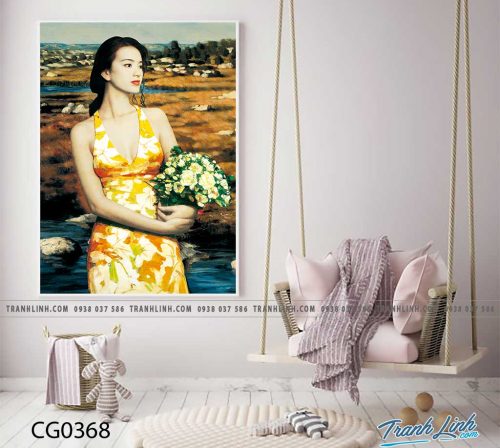 Bo tranh Canvas treo tuong trang tri phong khach co gai CG0368