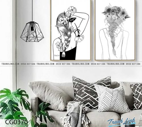 Bo tranh Canvas treo tuong trang tri phong khach co gai CG0370