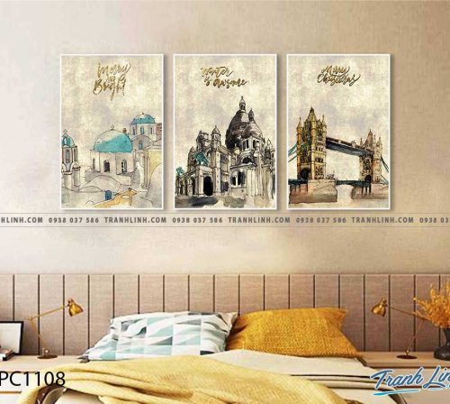 Bo tranh Canvas treo tuong trang tri phong khach phong canh PC1108