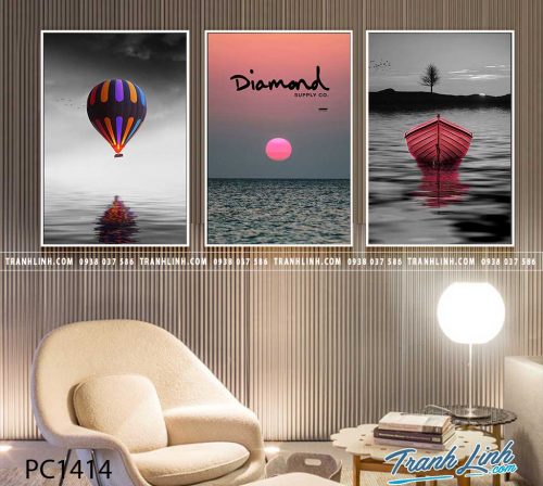 Bo tranh Canvas treo tuong trang tri phong khach phong canh PC1414