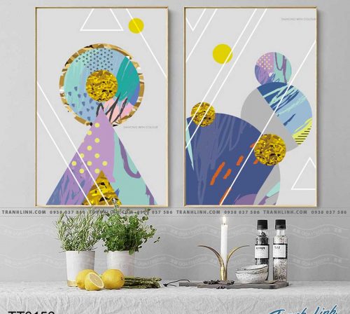 Bo tranh Canvas treo tuong trang tri phong khach truu tuong TT0156