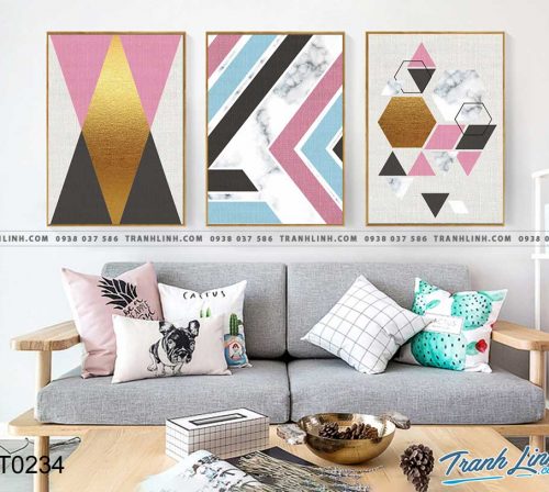 Bo tranh Canvas treo tuong trang tri phong khach truu tuong TT0234