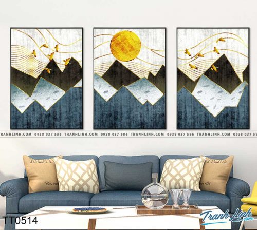 Bo tranh Canvas treo tuong trang tri phong khach truu tuong TT0514