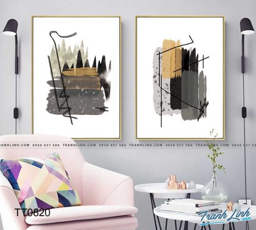 Bo tranh Canvas treo tuong trang tri phong khach truu tuong TT0820