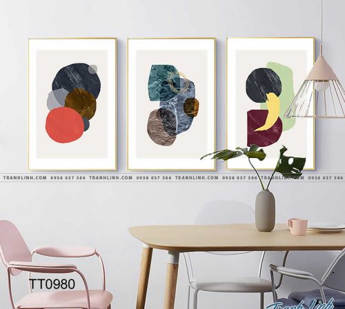 Bo tranh Canvas treo tuong trang tri phong khach truu tuong TT0980