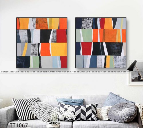 Bo tranh Canvas treo tuong trang tri phong khach truu tuong TT1067