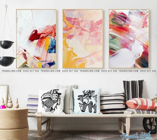 Bo tranh Canvas treo tuong trang tri phong khach truu tuong TT1189