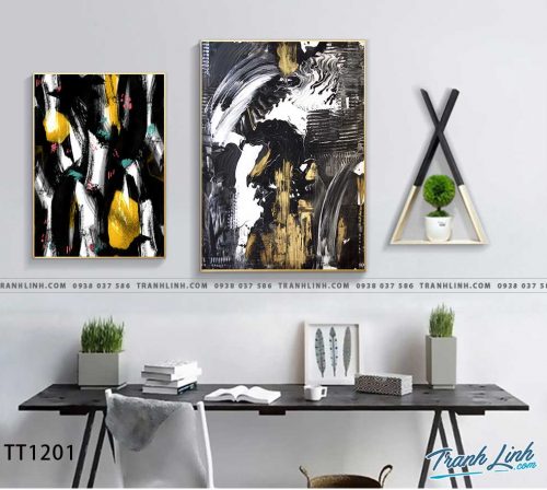 Bo tranh Canvas treo tuong trang tri phong khach truu tuong TT1201