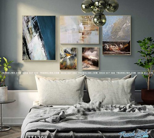 Bo tranh Canvas treo tuong trang tri phong khach truu tuong TT1208